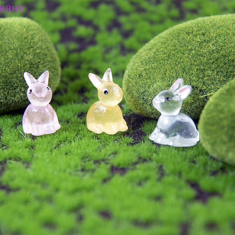 Set 5 Chú Thỏ Mini Bằng Nhựa Phát Quang Trang Trí Vườn Nhà Độc Đáo Mới