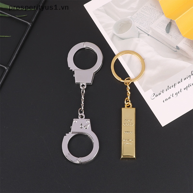 [prosperityus1] Móc Khóa Hợp Kim Kẽm Hình Chữ Nhật Mini Màu Vàng Kim Dễ Thương [VN]