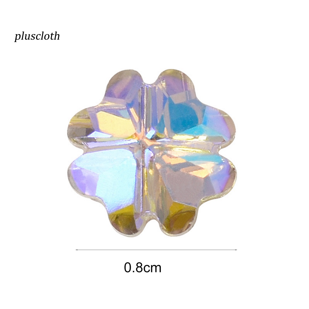 Set 10 Phụ Kiện Trang Trí Móng Tay Nghệ Thuật Hình Cỏ Bốn Lá Màu Sắc Lấp Lánh