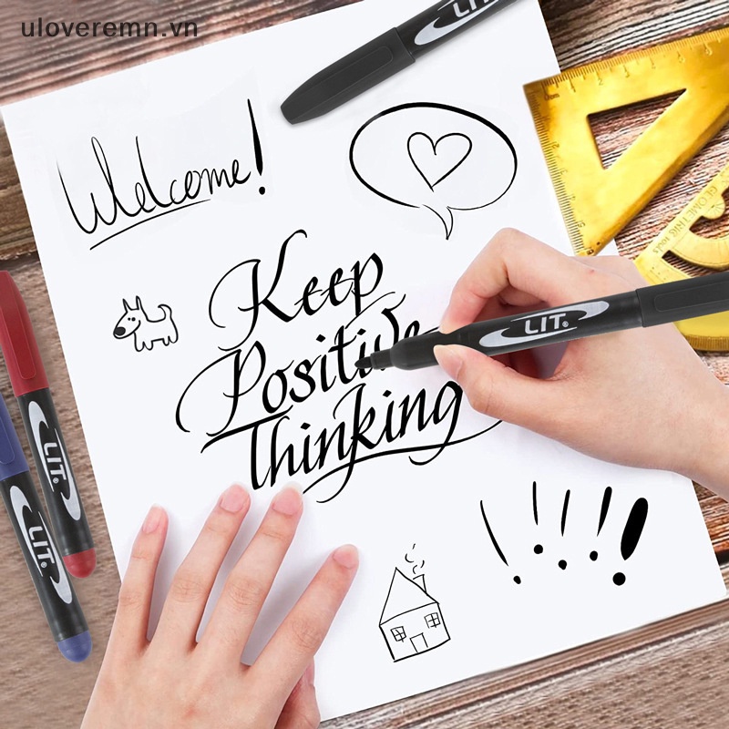 Set 10 Bút Lông Đánh Dấu Màu Đỏ / Xanh Dương / Đen Dành Cho Học Sinh