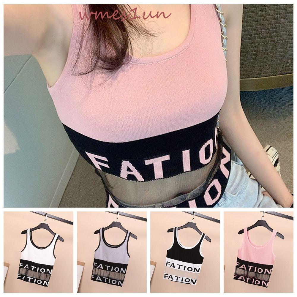 Áo Hai Dây Dáng Rộng In Chữ WMES15H Y2K Thời Trang Mùa Hè Cho Nữ