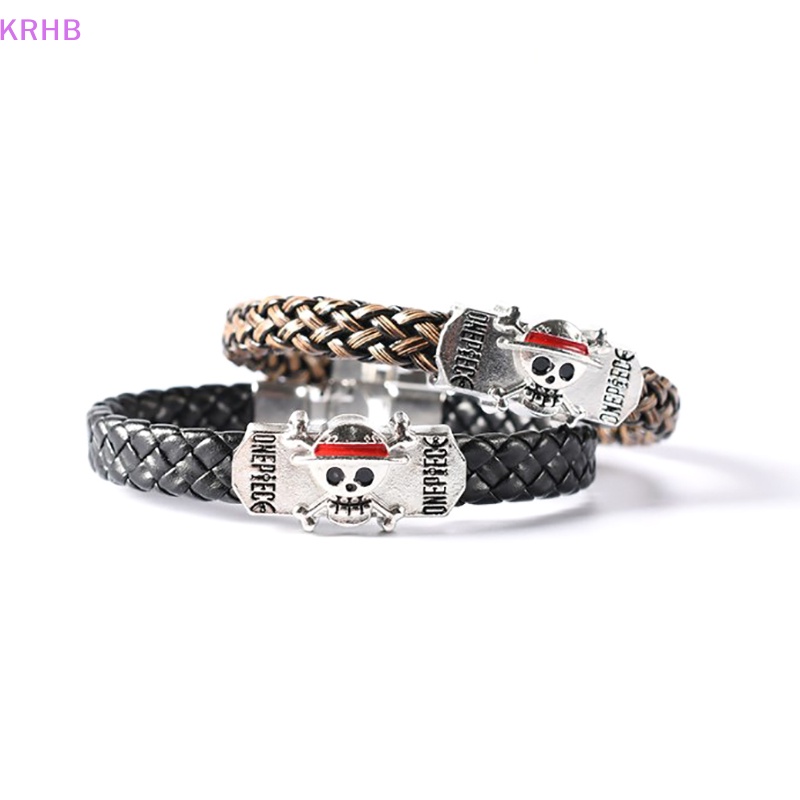 Vòng Đeo Tay Bằng Da Màu Đen Phong Cách Hoạt Hình Dành Cho Nam Nữ Mới