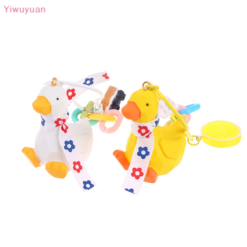 < Yiwuyuan > Móc Chìa Khóa Hình Vịt Vàng Nhỏ Thắt Nơ Hoạt Hình Dễ Thương Trang Trí Ba Lô Xe Hơi Ch