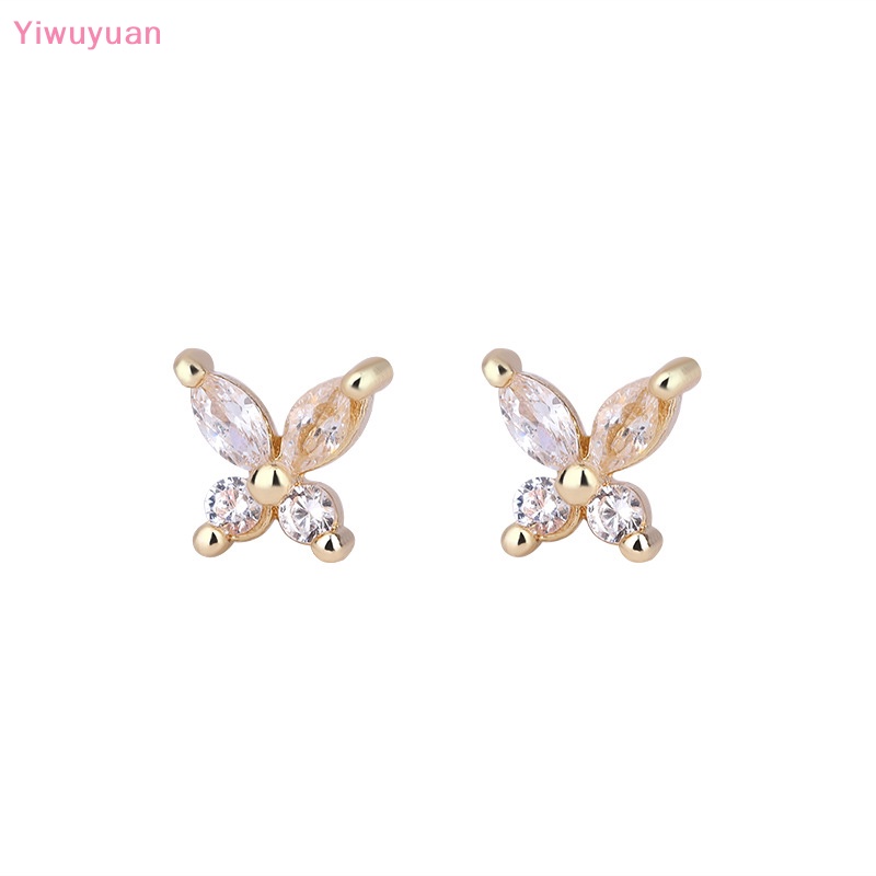 < Yiwuyuan > Khuyên Tai Hình Bướm Đính Đá Zircon Màu Bạc Cho Nữ Mới