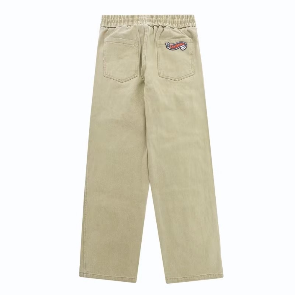 Quần Jean Dài Lưng Cao Dáng Rộng Phong Cách Retro Mỹ Cá Tính Cho Nam Nữ