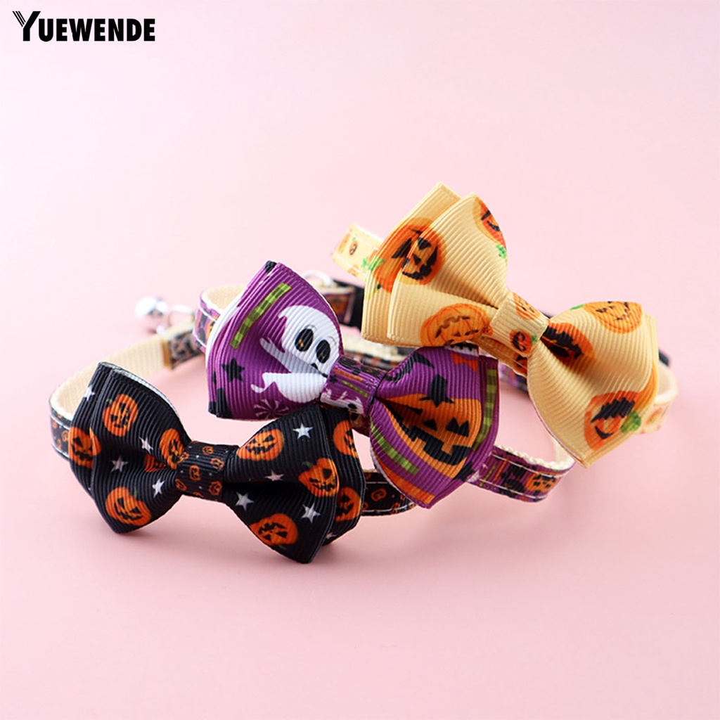Yq.e Vòng Cổ Bằng Polyester In Họa Tiết Hoạt Hình Dễ Điều Chỉnh Chống Mài Mòn Dễ Tháo Gỡ Không Khí Bí Ngô Ma Bí Ngô Halloween Cho Thú