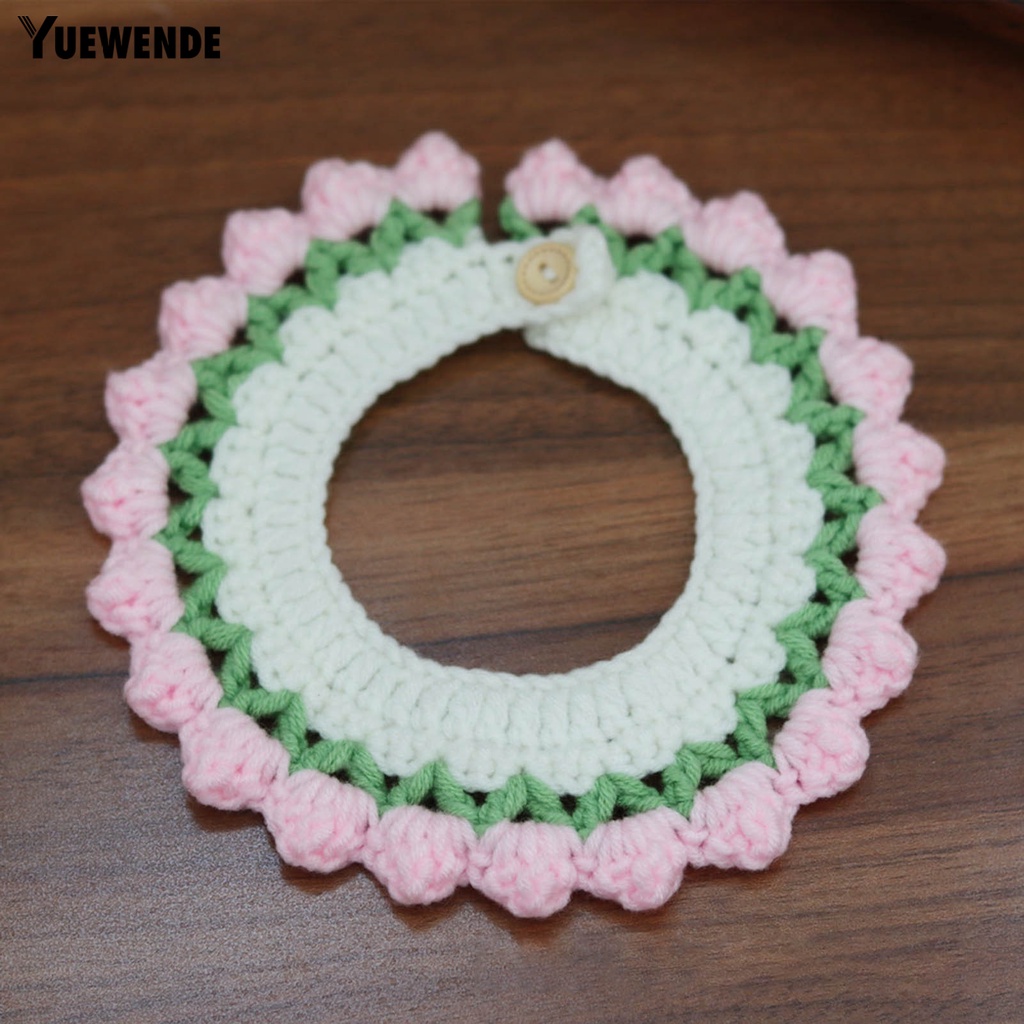 Yq.e Vòng Cổ Đan Len Thủ Công Viền Hình Hoa Tulip Thoải Mái Cho Thú Cưng