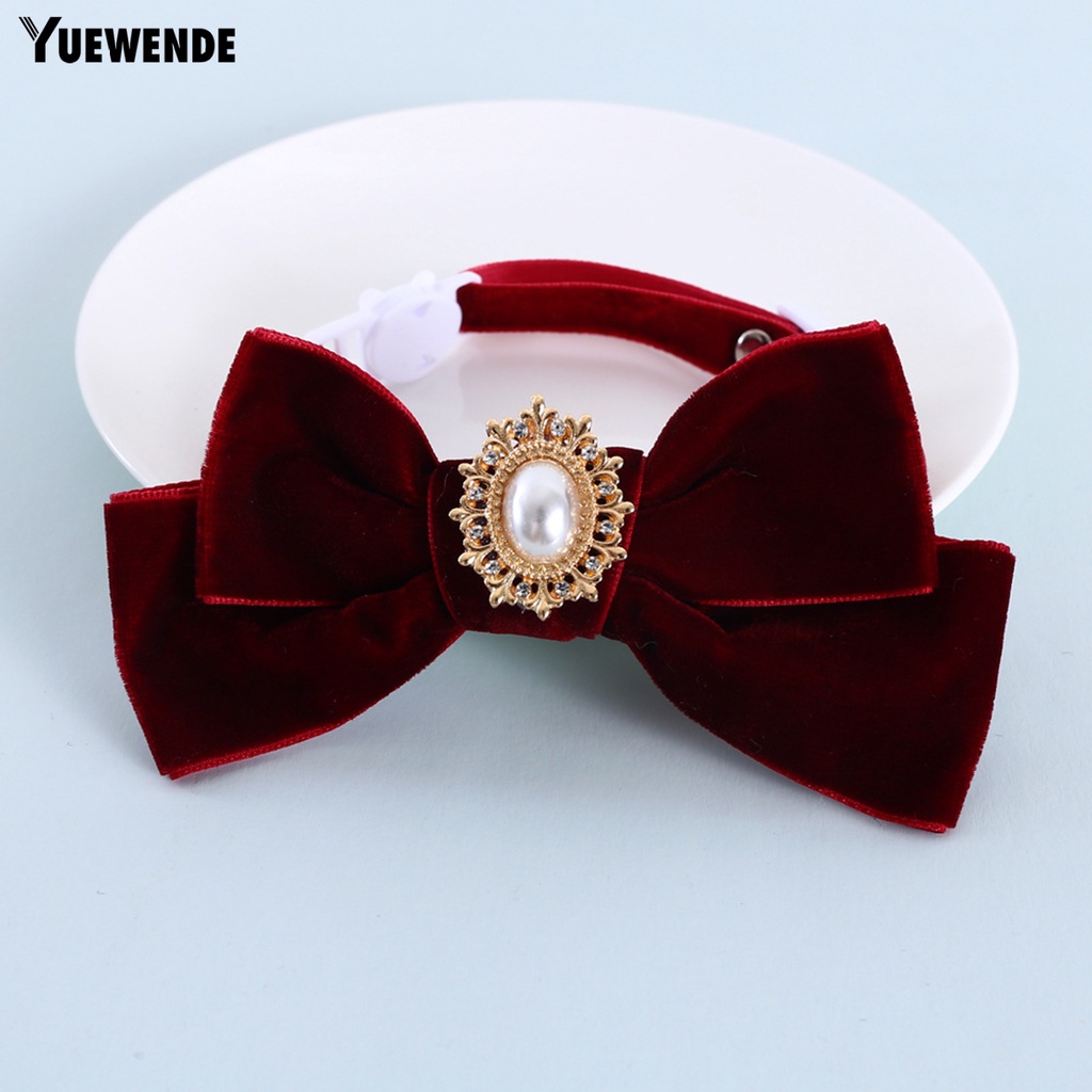 Vòng Cổ Ngọc Trai Giả Chống Sặc Đính Nơ Dễ Thương Cho Thú Cưng