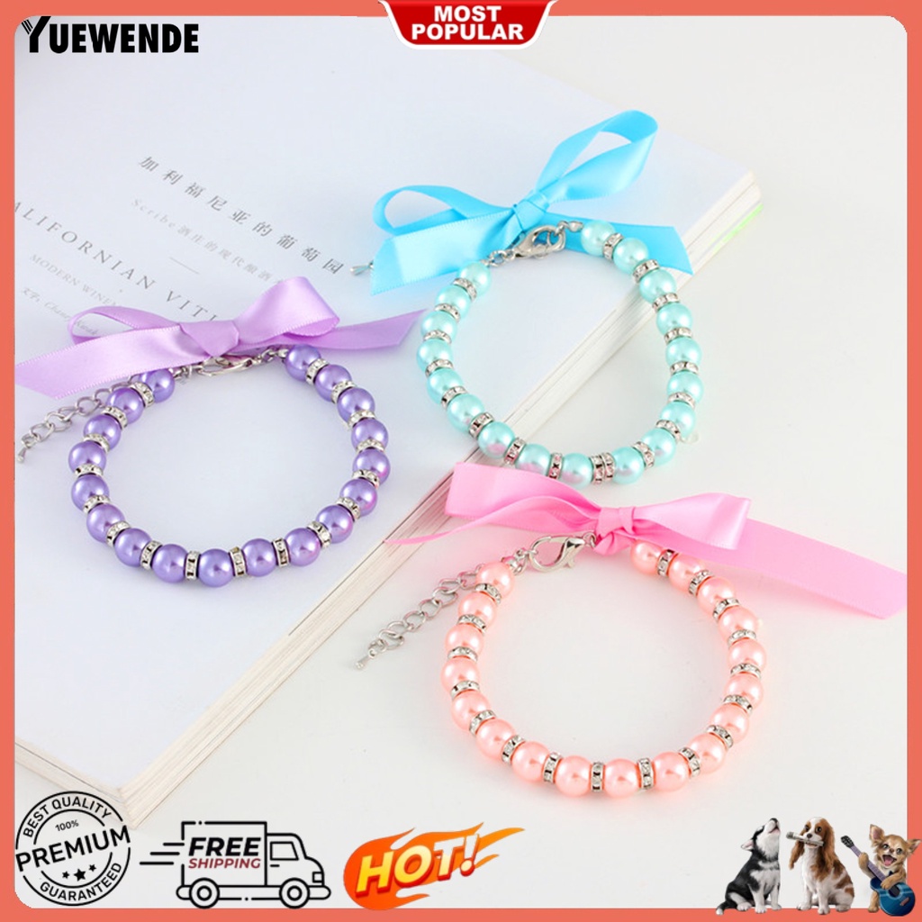 Yq.e Vòng Cổ Bắt Sáng Đính Ngọc Trai Giả Tinh Tế Đáng Yêu Trang Trí Vòng Cổ Cho Thú Cưng Cửa Hàng