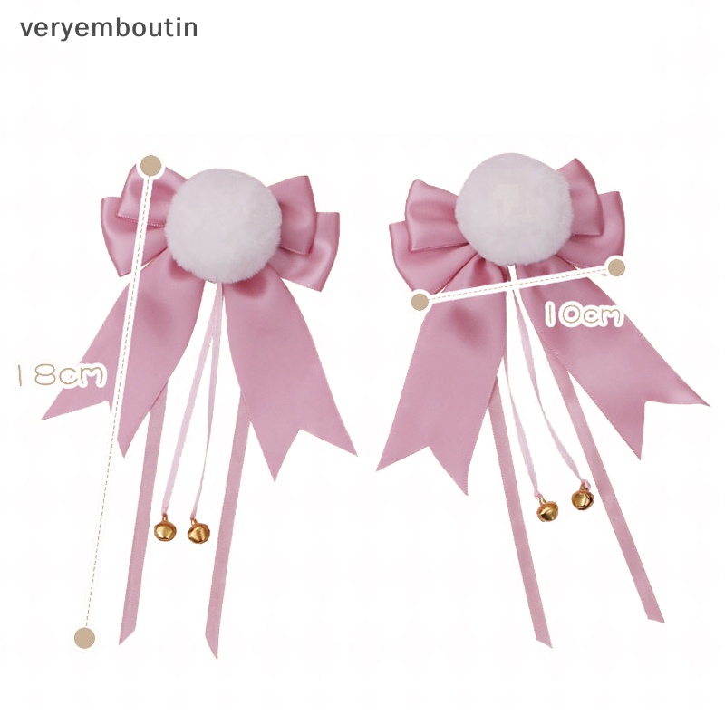 Kẹp Tóc Đính Nơ Và Bóng Lông Dễ Thương Phong Cách Lolita