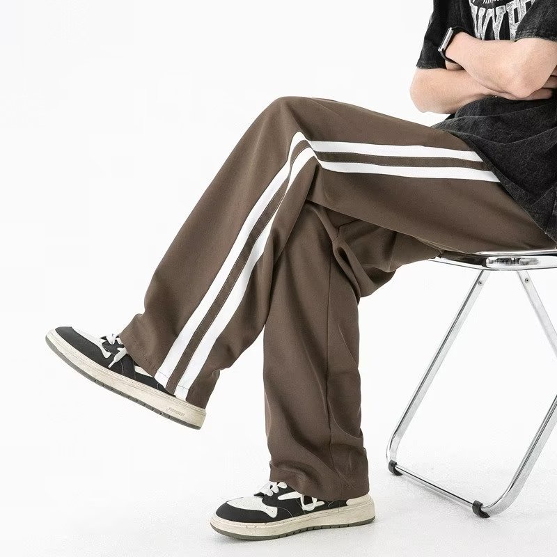 Quần Dài Thể Thao Dáng Rộng Cỡ Lớn Họa Tiết Kẻ Sọc Phong Cách Đường Phố Mỹ Thời Trang Mùa Hè Mới Cho Nam