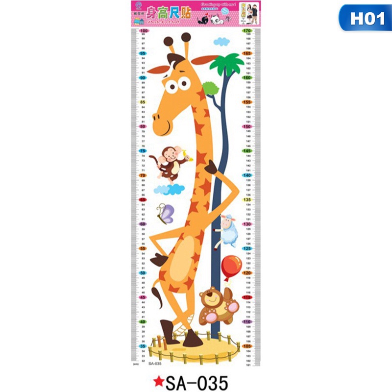 Decal Dán Tường Đo Chiều Cao Cho Bé Hình Hươu Cao Cổ