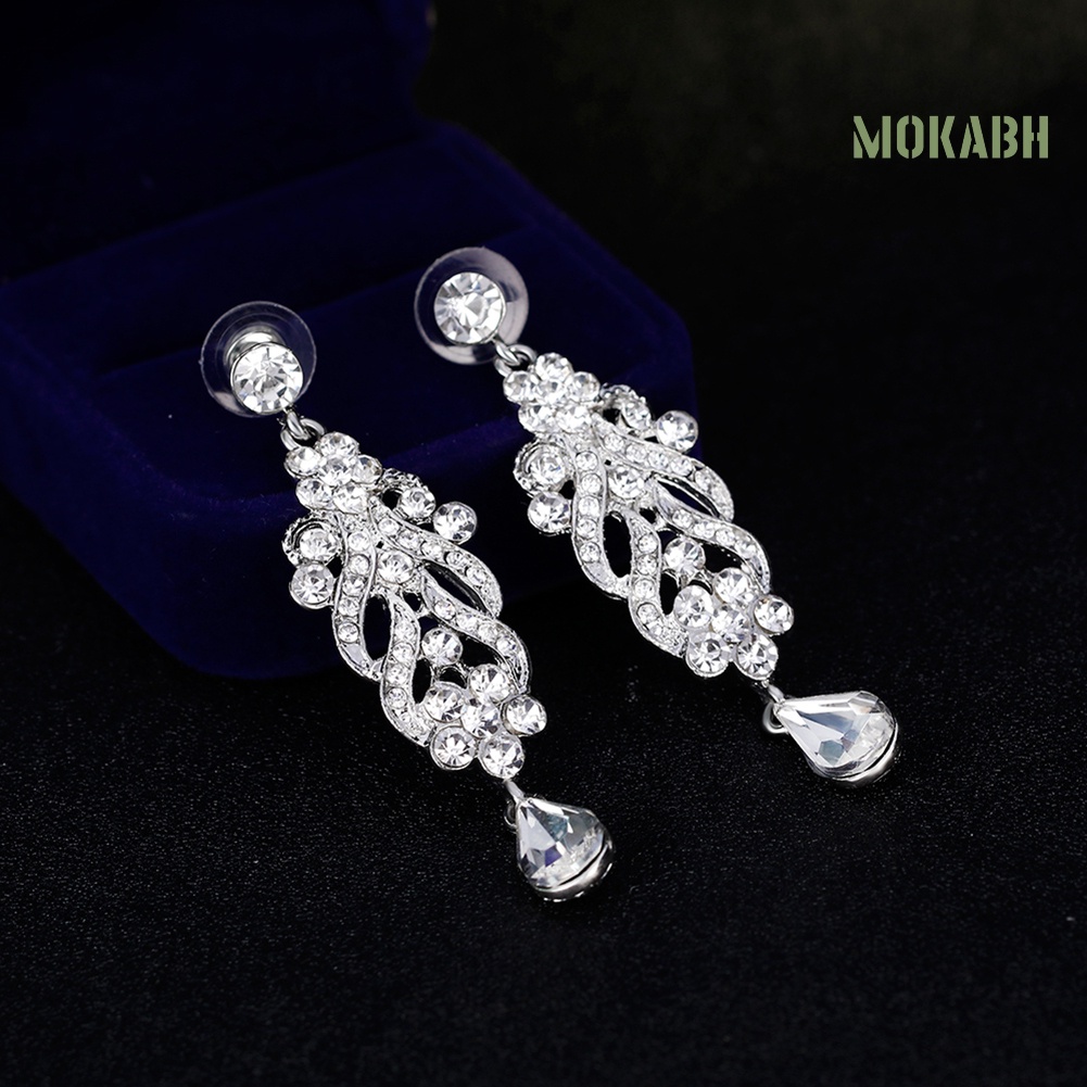 Bông Tai Dáng Dài Hình Hoa Đính Đá Lấp Lánh Thời Trang Cho Nữ