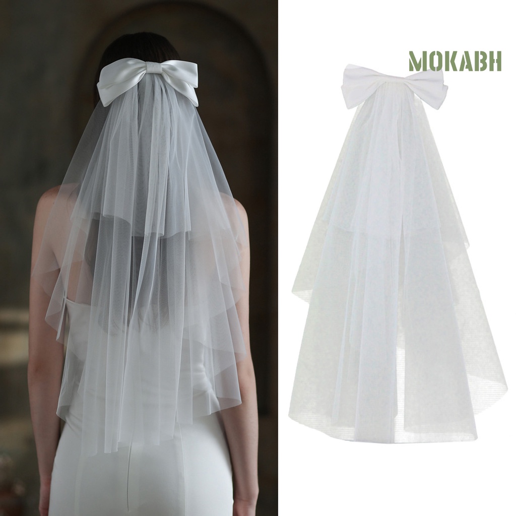 Mạng Che Mặt Lưới Hai Lớp Thắt Nơ Cổ Điển [Mokabh] Cho Cô Dâu Chụp Ảnh