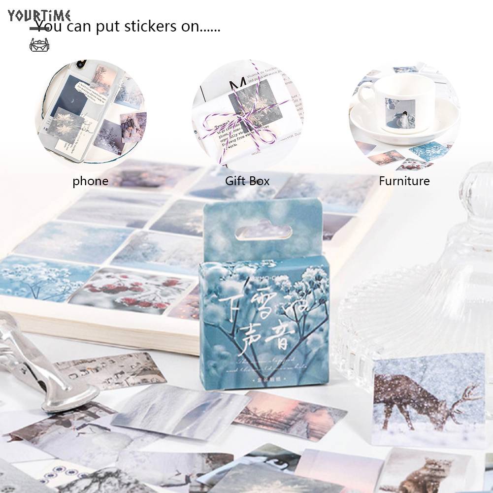 Set 46 Miếng Dán Trang Trí Album DIY Hình Phong Cảnh Mùa Đông Sáng Tạo