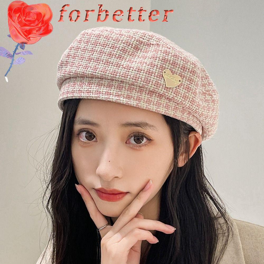 Mũ Nồi Cotton Họa Tiết Houndstooth Ngọt Ngào Thanh Lịch Dễ Phối Đồ Phong Cách Anh Quốc Cho Nữ