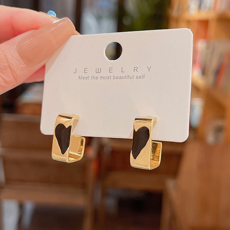 Set 2 Bông Tai Hình Vuông / Trái Tim Thiết Kế Tối Giản Dễ Phối