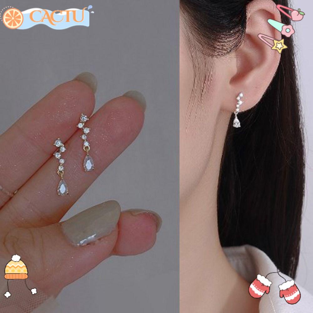 Bông Tai Hình Giọt Nước Phối Tua Rua Đính Đá Lấp Lánh Thời Trang Mùa Hè