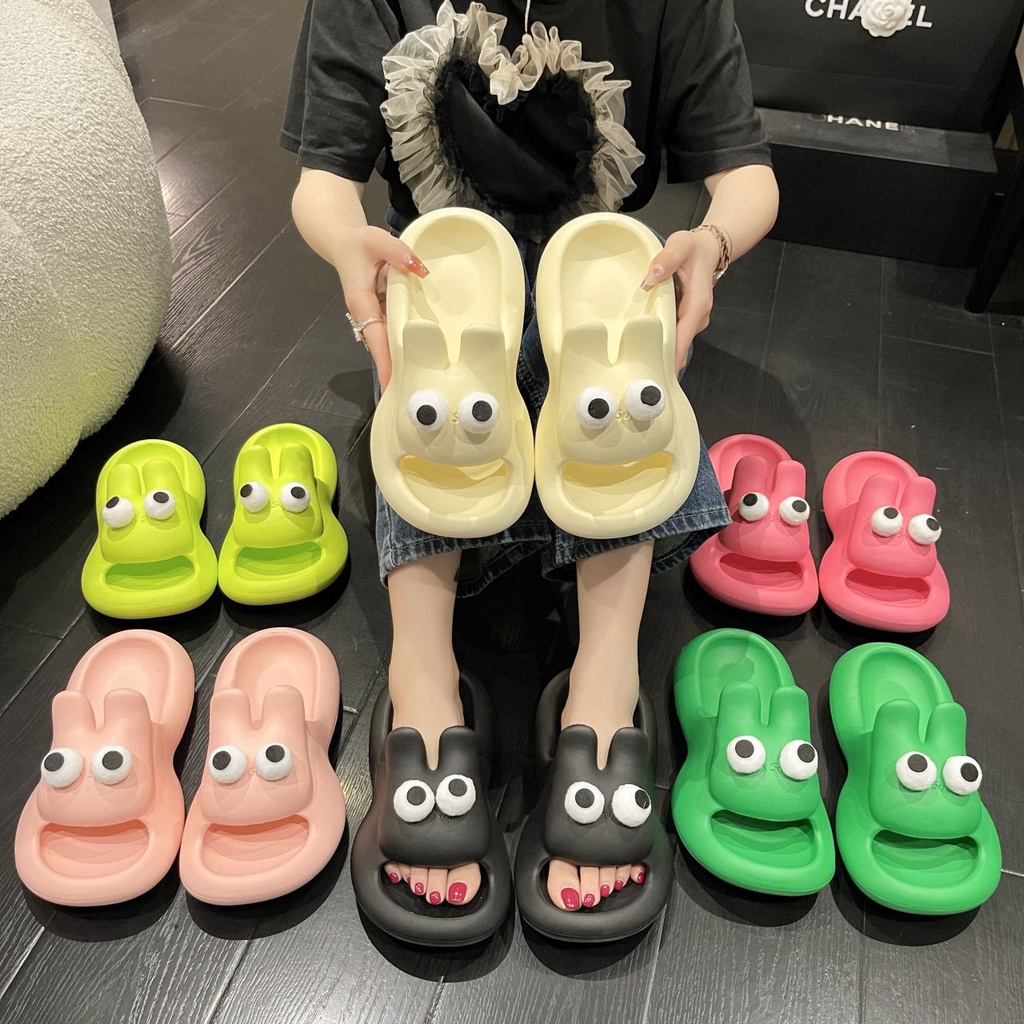 Dép Sandal Một Mảnh Đế Dày Họa Tiết Thỏ Mắt To Thời Trang Mùa Hè 2023 Cho Nữ AA4392