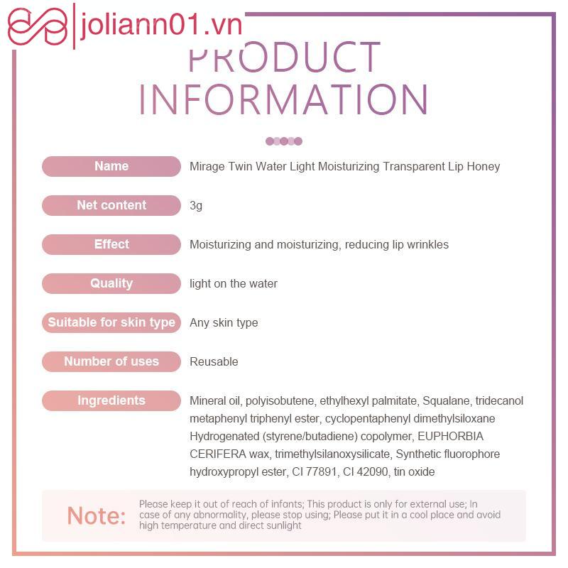 🎐Joliann🎐Water Gloss Lip Gloss Dưỡng ẩm lâu dài Lip Glaze Non Stick Cup Lip Glaze trong suốt