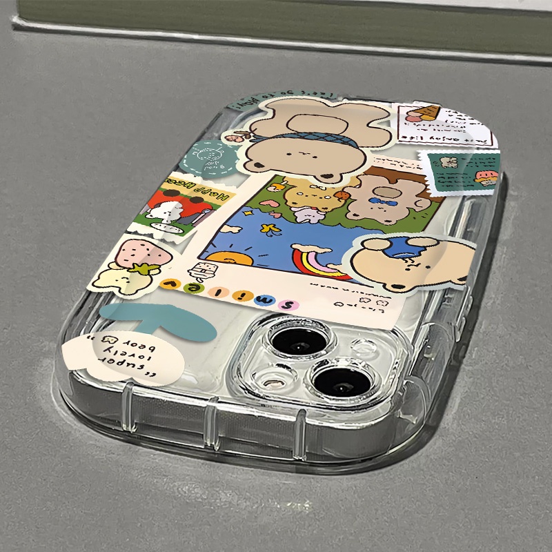 Ốp Điện Thoại Silicone Mềm Trong Suốt Chống Sốc In Hình Gấu Dễ Thương Cho IPhone 14 13 12 11 Pro Max XS X XR 8 + 7 Plus