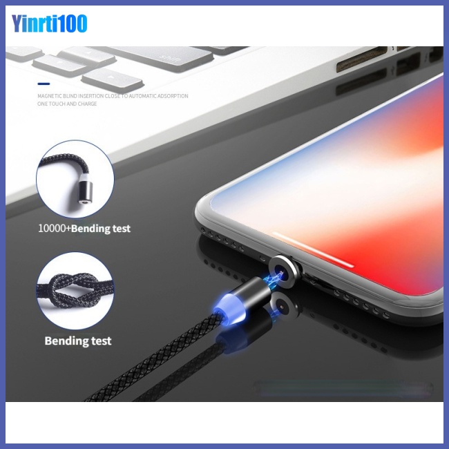 Dây Cáp Sạc Dữ Liệu Micro Usb Type C Có Đèn Led Nam Châm Cho Điện Thoại Di Động