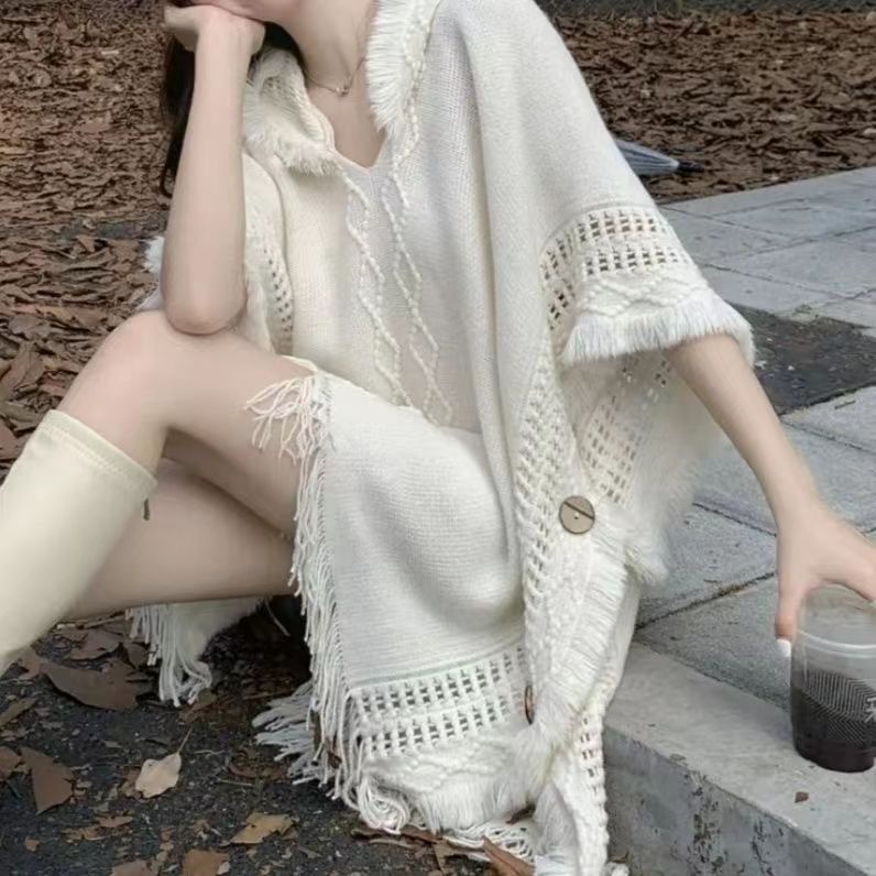 Áo Choàng Sweater Dáng Dài Có Mũ Trùm Kiểu Retro Pháp Thời Trang Cho Nữ Dễ Phối Đồ | BigBuy360 - bigbuy360.vn
