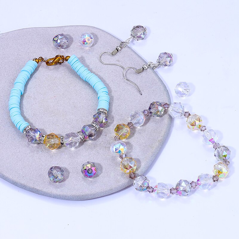 Set 50 Hạt Thủy Tinh Tròn 8mm / 10mm Làm Trang Sức Thủ Công DIY