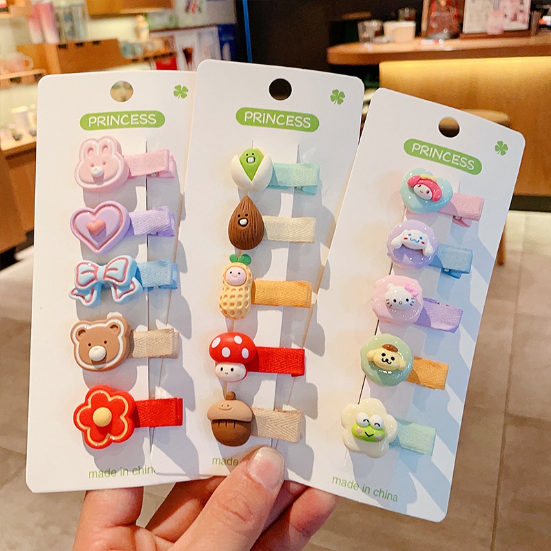 Kẹp Tóc Nhựa Resin Màu Sáng Họa Tiết Hoạt Hình Phong Cách Hàn Quốc Cho Bé