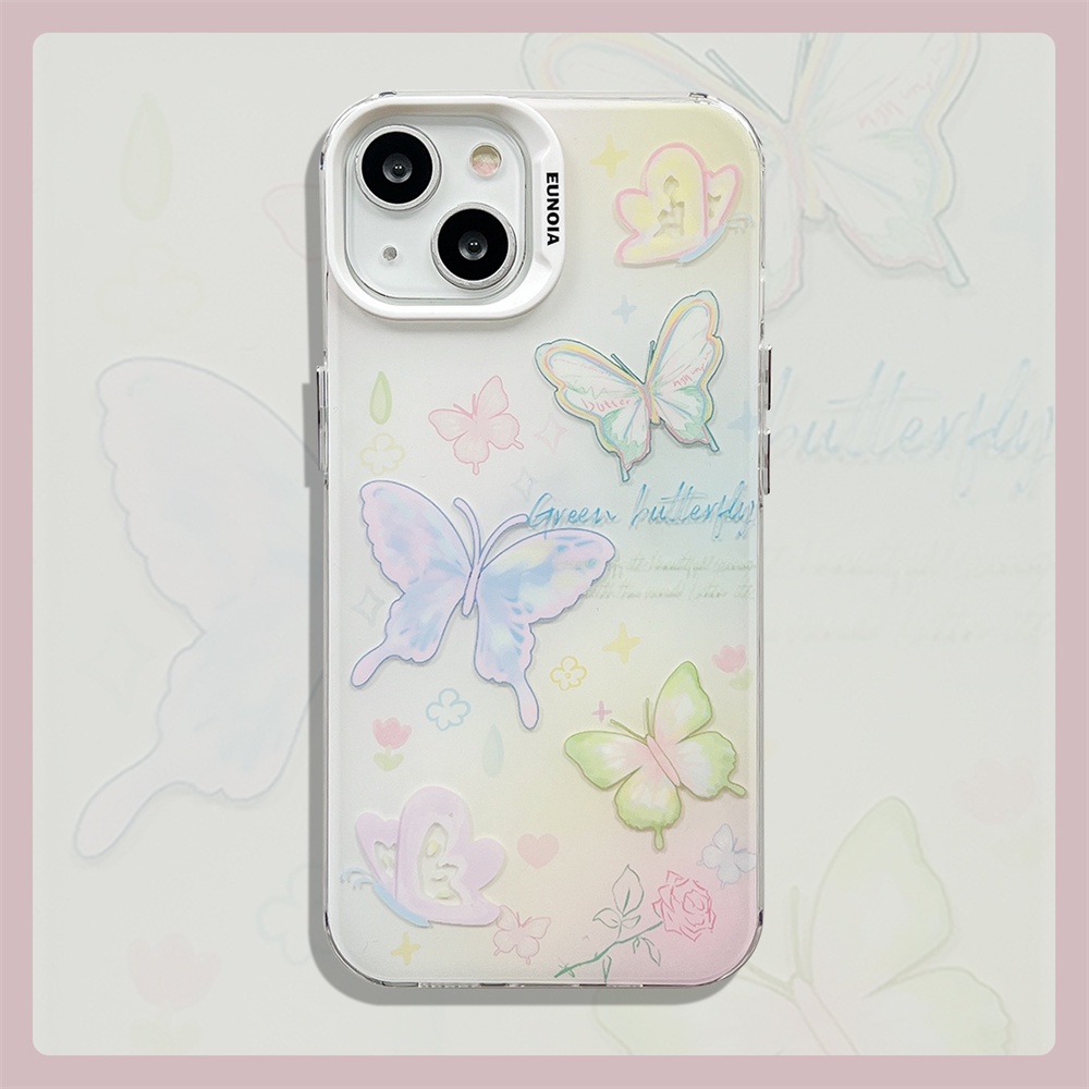 Ốp Điện Thoại TPU Mềm Trong Suốt Chống Rơi Hình Bướm Có Dây Đeo Chéo Cho iPhone 14 13 12 11 Pro Max