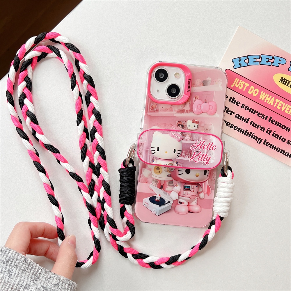 Ốp Điện Thoại TPU Mềm Trong Suốt Chống Rơi Hình Mèo Kitty Có Dây Đeo Chéo Cho iPhone 14 13 12 11 Pro Max