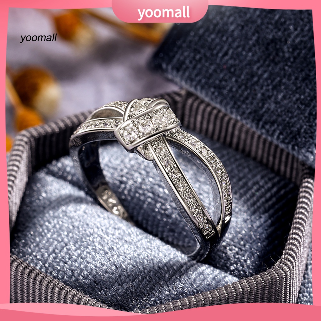 Nhẫn Hợp Kim Hình Nơ Xoắn Đính Đá Thời Trang Cho Nữ