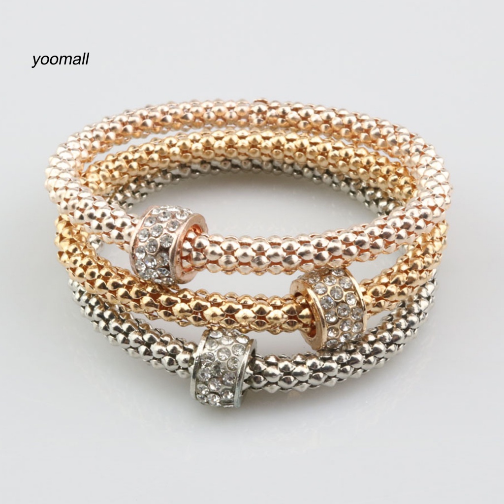 Set 3 Vòng Tay Hợp Kim Đính Đá Thời Trang Cho Nữ