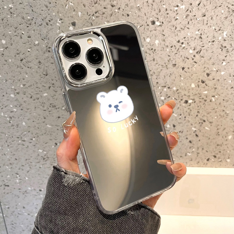 Ốp Lưng TráNg Gương HìNh Con GấU Cho IPhone 11 12 13 14 12Pro 13Pro 14Pro Pro Max XR X XS Max
