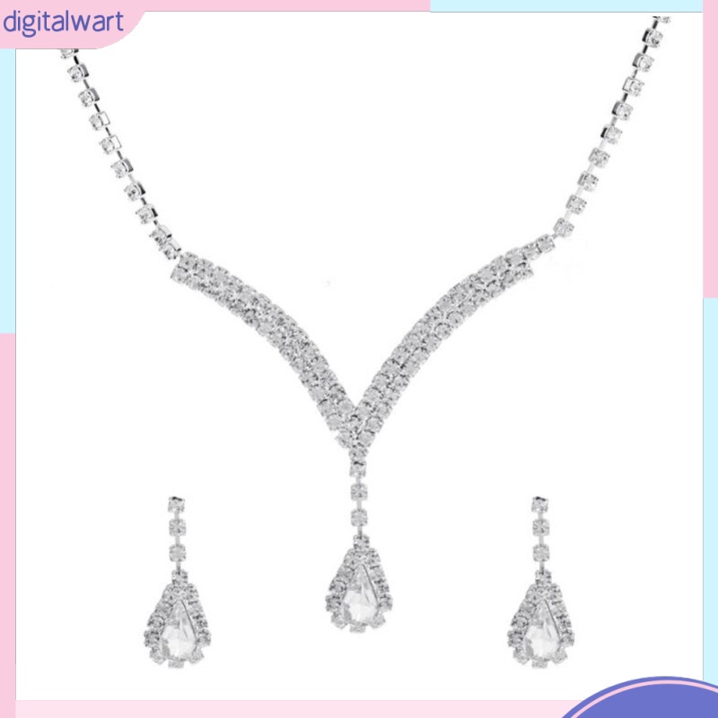 Bộ Vòng cổ + Bông Tai + Nhẫn Đính Kim Cương Bạc Sang Trọng Cho Nữ