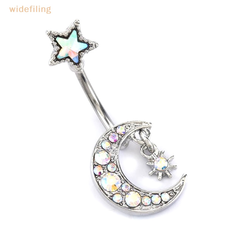 Khuyên Rốn Hình Ngôi Sao Mặt Trăng Đính Đá Pha Lê 14G