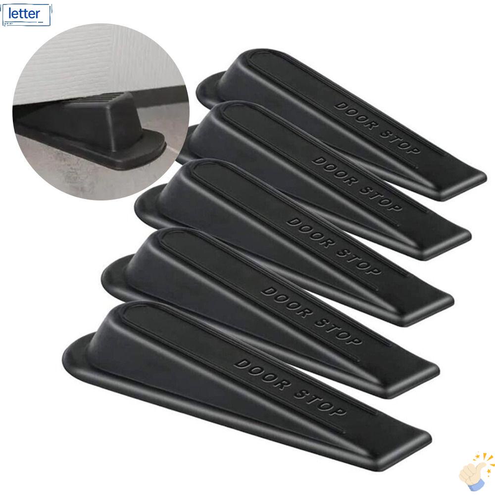 LET Set 5 Miếng Chặn Cửa Bằng Cao Su Chống Trượt Màu Đen Dành Cho Văn Phòng