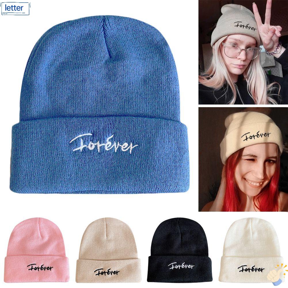 LET Mũ Beanie Dệt Kim Màu Trơn Dễ Thương Chất Lượng Cao Cho Nữ