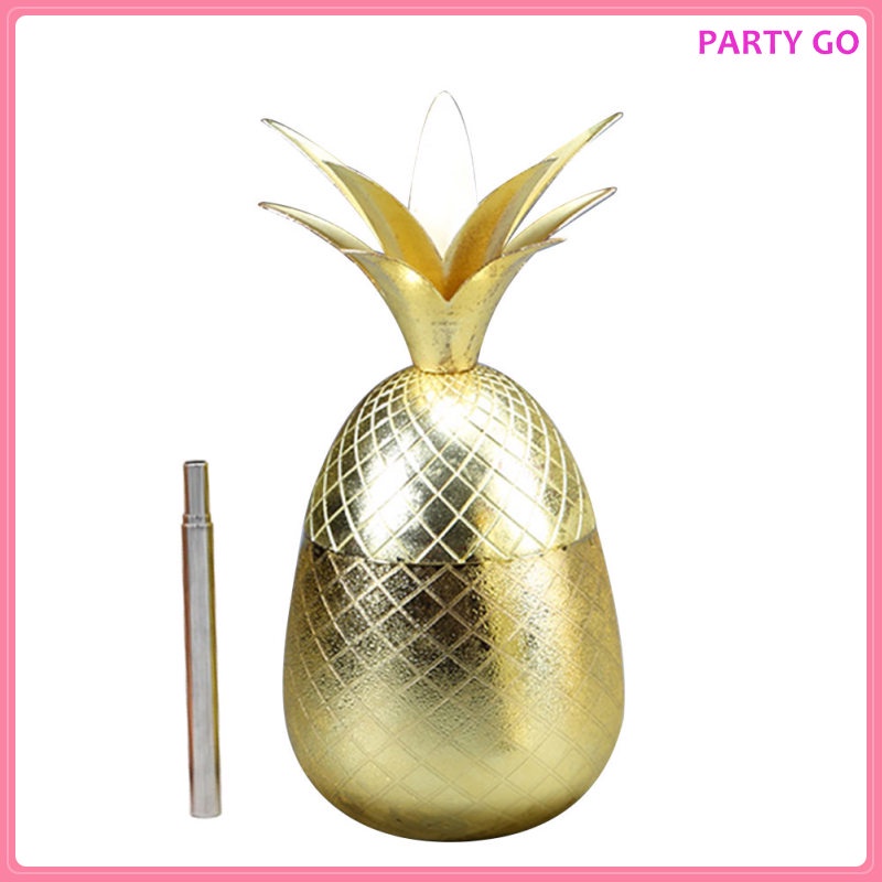 Cốc Uống Nước Bằng Thép Không Gỉ Hình Quả Dứa Phong Cách Hawaiian Cho Trẻ Em