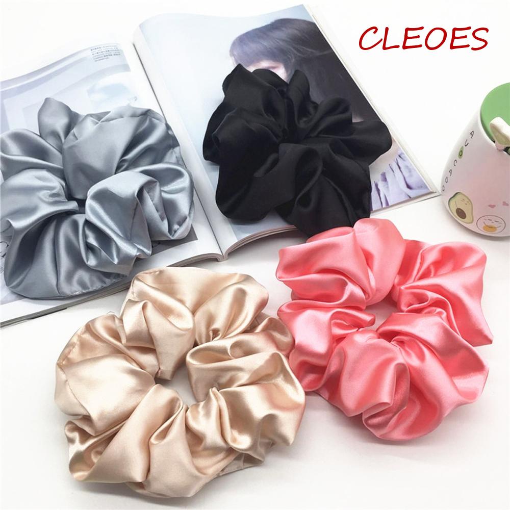 CLEOES Dây Buộc Tóc Vải Satin Co Giãn Trơn Mịn Cho Nữ