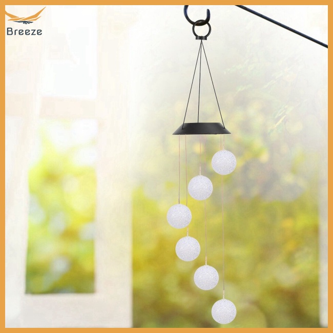 Chuông Gió Có Đèn Led Thay Đổi Màu Sắc Sử Dụng Năng Lượng Mặt Trời Kèm Móc Treo Hình Chữ S Trang Trí Sân Vườn