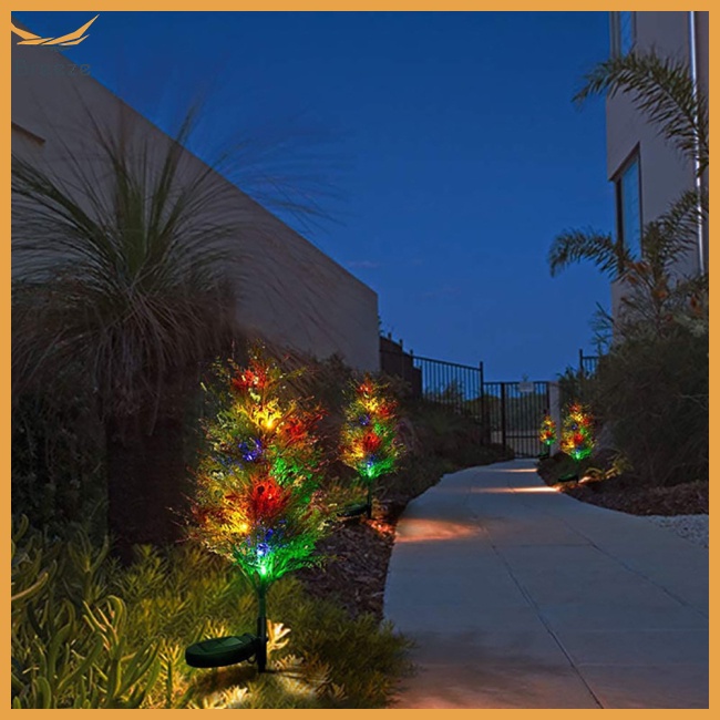 Set 2 Đèn Led Trang Trí Sân Vườn Hình Quả Thông Nhiều Màu Sắc Sử Dụng Năng Lượng Mặt Trời