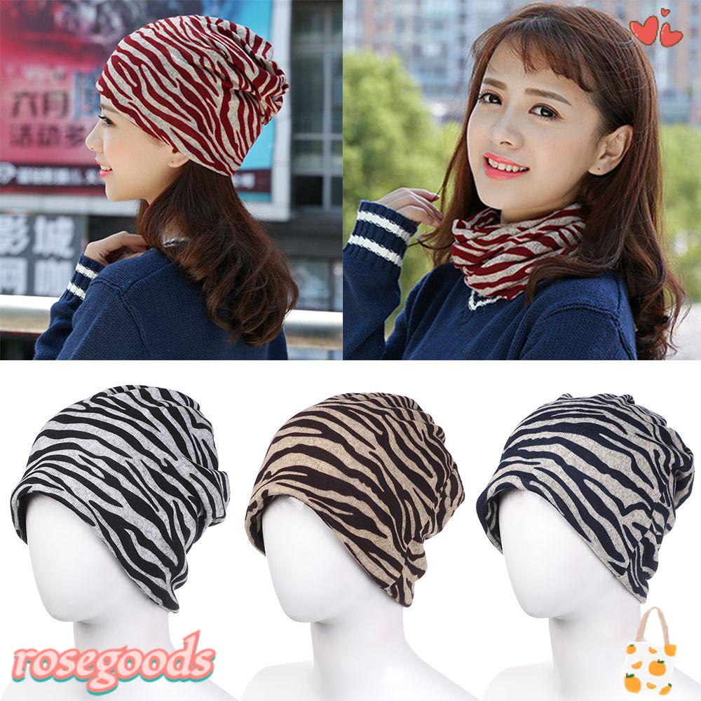 ROSE Mũ Trùm Đầu Kiêm Khăn Choàng Cổ Chất Polyester Hoạ Tiết Kẻ Sọc Cho