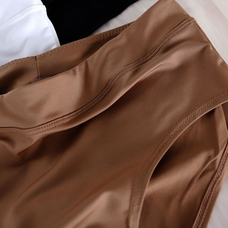 Quần Lót Lụa Không Đường May Lưng Cao Màu Sắc Đơn Giản Thoáng Khí Thoải Mái Cho Nữ