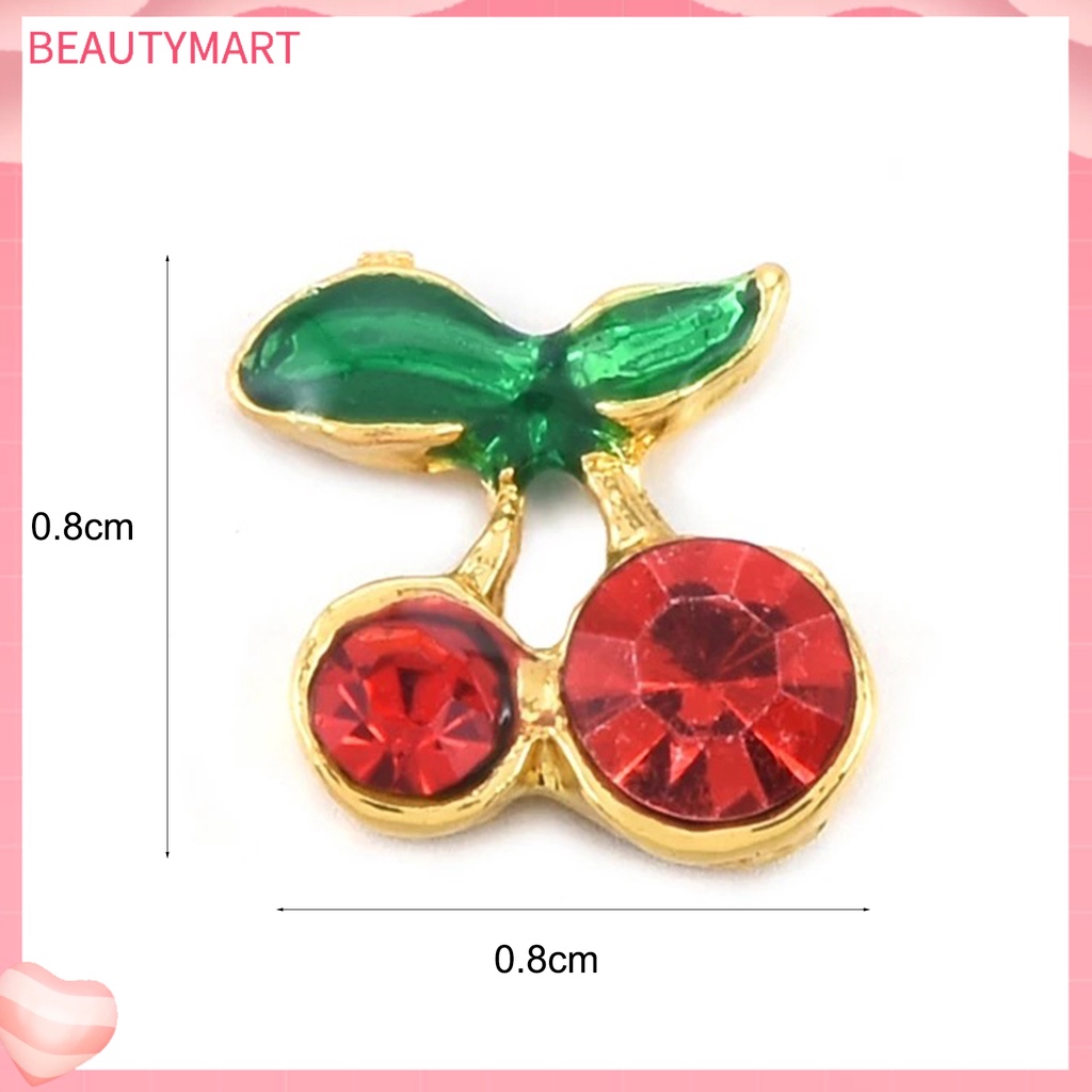 Set 10 Phụ Kiện Trang Trí Móng Tay Hình Quả Cherry 3D Bằng Hợp Kim DIY