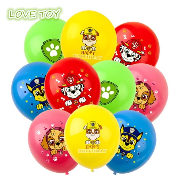 Set 10 Bong Bóng 12 inch Hình Chú Chó Hoạt Hình Dùng Để Trang Trí Tiệc Sinh Nhật Cho Bé