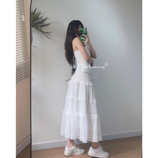 Chân váy maxi TRẮNG xoè