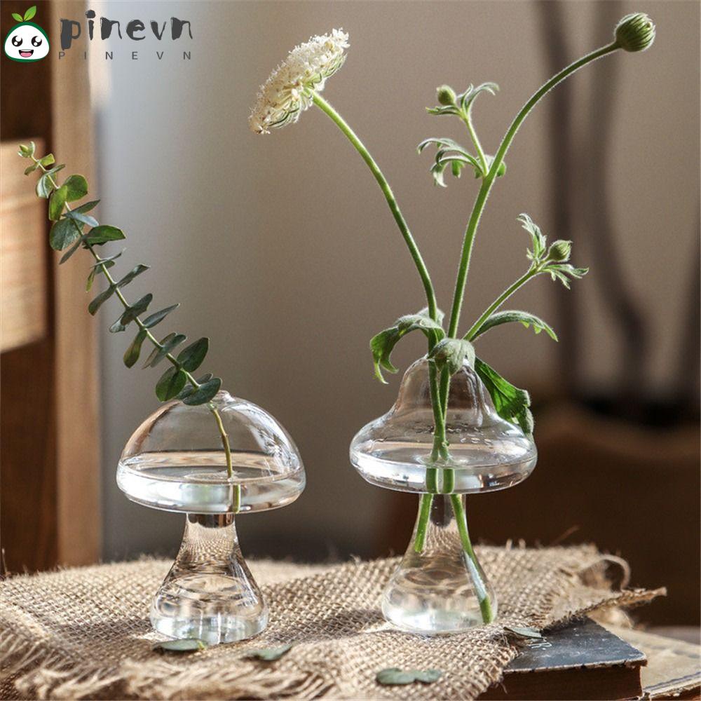 PINEVN Bình Hoa Thủy Tinh Hình Cây Nấm Thiết Kế Sáng Tạo Trang Trí Nhà Cửa