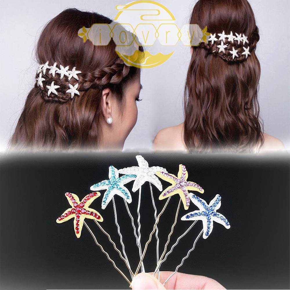 IVORY Set 10 Trâm Cài Tóc Chữ U Hoạ Tiết Sao Biển Phong Cách Vintage