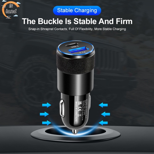 Bộ Sạc Xe Hơi 3.1A USB + PD 1 Sang 2 Phích Cắm Mini Đa Năng Tiện Dụng